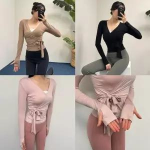 셀럽하우스 애슬탑 요가복티숙 필라테스 긴팔 핑거 카고 여성 플리스 피트니스 조거팬츠 요가 밴딩 운동복