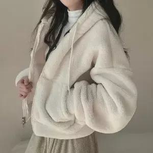 셀럽하우스 점퍼 인조양털 후리스 2color 뽀글이 여자 후드집업 벌룬핏