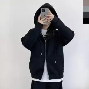 셀럽하우스 여성 빅사이즈 커플 겨울 간절기 오버핏 투웨이 기모 후드 집업
