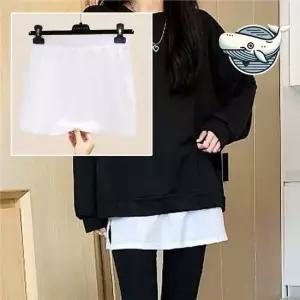 편안한 미니 레이어드 스커트 면 밴드 스타일로 레이어드 밴딩 면 페이크 ORK 공용