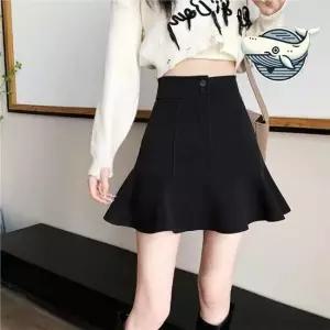 편안한 여성 스커트 이너 팬츠 두 단추 물결 투단추 물결라인 URD urd 롱스커트 청치마