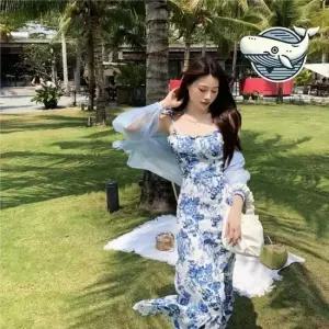 여름 꽃무늬 롱원피스 편안한 휴양지 데일리 나시 원피스 러블리 잔 꽃무늬 편한 휴가