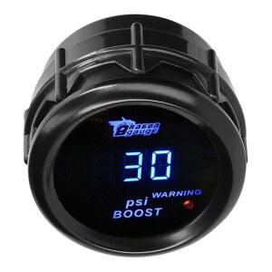 LKRXW 자동차 부스트 게이지 12V 자동 Psi 2인치 52mm 터보 미터 디지털 블루 라이트 계기 -30-0 - 30Psi 스모크 틴트 렌 센서 포함