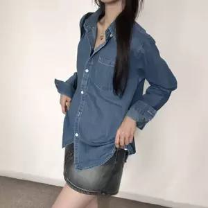 여성 캐주얼 버튼 데님 셔츠 1P 루즈핏 봄가을 청남방 여자청셔츠