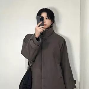 여성 오버핏 나그랑 숏 하프 코트 자켓 [2color 레글런 여자 카라 모직 반코트 블랙 모카 간절기 아우터]