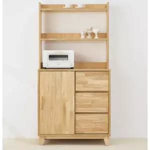 [자르파라]단단한 고급 고무나무원목 3단서랍 주방 상하부 수납장(84cm 2색)