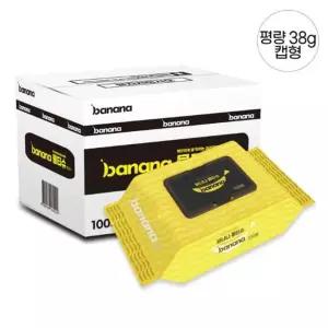 바나나 물티슈 100매 캡형 평량 38g 30ea 1box 휴지 화장지 티슈 각티슈 갑티슈 휴대용물티슈