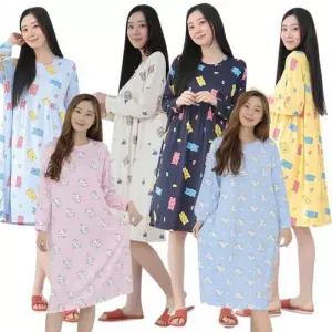 [라일리여성언더웨어] Rly 여성 피치 원피스 잠옷 빅사이즈 강아지 곰돌이
