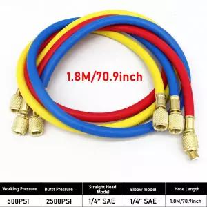 0.9M-1.8M AC 충전 호스 튜브 키트 냉매 에어컨 매니폴드 게이지 저손실 피팅 R134A R12 R22