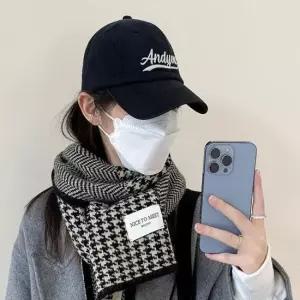 니트머플러 겨울 여성 목도리 하운드체크 겨울용품 겨울모자 방한넥워머