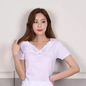 [라일리여성언더웨어] Rly 면100 레이스 여성 반팔런닝 여성반팔내의 여성