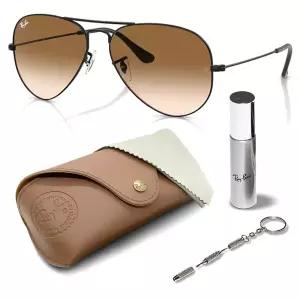 Ray-Ban RB3025 AVIATOR 그라데이션 파일럿 모양 선글라스, 남성 및 여성용 공식 RAYBAN 안경 키트 포함,