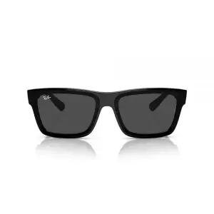 Ray-Ban 남성용 Rb4396f 워렌 로우 브릿지 핏 직사각형 선글라스, 블랙/다크그레이 , 57mm