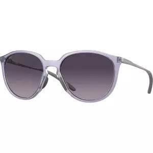 Oakley 여성용 Oo9288 Sielo 라운드 선글라스, 무광 투명 라일락/프리즘 그레이 그라데이션, 57mm