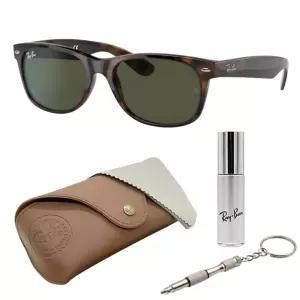 Ray-Ban RB2132 NEW WAYFARER 클래식 스퀘어 모양 선글라스, 남성 및 여성용, 공식 RAYBAN 안경 키트 포함,