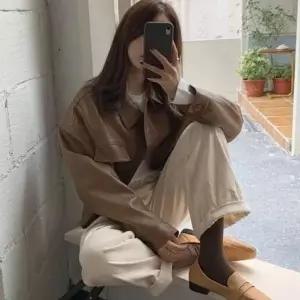 [하프클럽/셀럽하우스]여성 페이크 레더자켓 레자 가죽 카라재킷 아우터