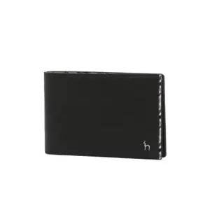 헤지스 액세서리 26FW [CHESTER] 블랙 체크라인장식 소가죽 반지갑 HJWA6F291BK