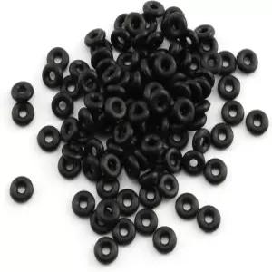 루이링 100팩 6mmx2mm 고무 스토퍼 O 블랙 DIY 주얼리 만들기 엔드 걸쇠 스페이서 비즈 개스킷 팔찌 목걸이