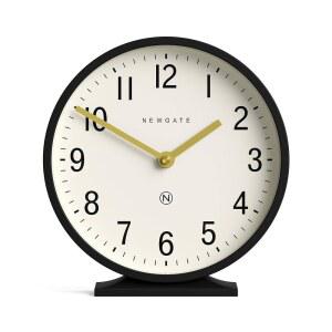 NEWGATE Q 맨텔 시계 | 모던 클래식 라운드 블랙 맨텔, 책상, 테이블, 선반 또는 침대 옆을 위한 현대적 스타일