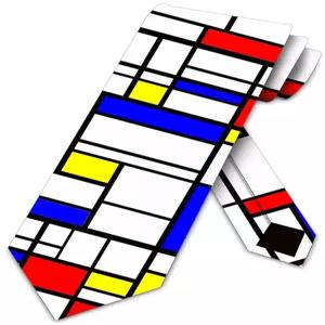 Three Rooker Art Ties 남성용 추상 피엣 몬드리안 넥타이, 화이트.