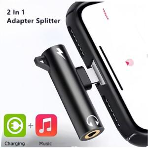 iPhone15/14/13/12/11/X/8/7용 2 in 1 헤드폰 및 충전 어댑터, 3.5mmAUX 오디오 분배기, 라이트닝-이어폰