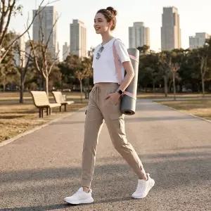 CQR 여성 데일리 스판 카고 조거팬츠 허리밴딩 트레이닝복 WBP112