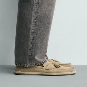 자라 ZARA 캐주얼 테슬 레더 로퍼 - 크림 화이트 2651/720/0021347353