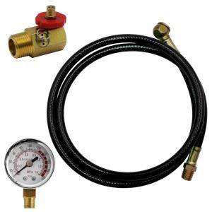 그립 에어 탱크 조립 키트 - 4피트 호스 1/4인치 NPT 타이어 척 황동 매니폴드 0-200 PSI 게이지 안전 바이패스 밸브 수동 오버라이드 온/오프 조정 홈 차고 작업장 300