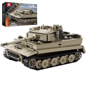 Reobrix Tiger I 탱크 빌딩 블록 세트 2차 세계대전 군용 독일 탱크 모델 세트 월드 오브 탱크 공인 제품 77031 육군 장난감 빌딩 키트 14세 이상 소년을 위한 이상적인 선물 PCS
