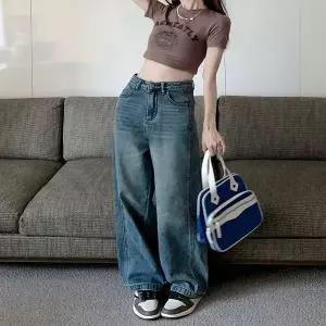 [하프클럽/]일자바지 청바지 루즈 하이웨스트 슬랙스 기본팬