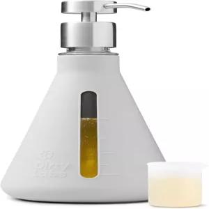 더티 랩스 재사용 가능한 엘렌마이어 유리 디스펜서 및 펌프 액체 40 하중 수용 375mL 세탁기 세탁