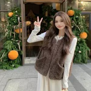 [하프클럽/셀럽하우스]2컬러 가을 겨울 양털베스트 뽀글이 포켓 집업조끼