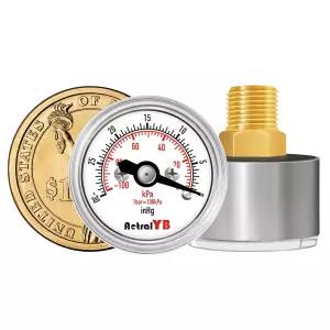 AetralYB 1인치 진공 압력 게이지 30InHg-0/-100Kpa-0 1 다이얼 1/8 NPT 백 마운트 304 스테인리스 스틸