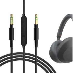 마이크가 있는 GEEKRIA 오디오 케이블 소니 WH-1000XM6 /1000XM5 XB910N /XB900N H910N MDR-1R 헤드폰 인라인 3.5MM 교체 스테레오 코드(4피트 / 1.2M)