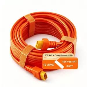 iHaospace XT60 확장 케이블 10FT/16.4FT/25FT 12AWG 휴대용 발전소 태양광 패널 발전기 RC 배터리용 암수