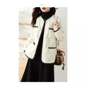 W693731 간절기 노카라 라운드 경량 패딩 겨울 봄점퍼
