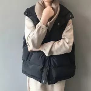 2컬러 하이넥 루즈핏 여성 조끼 패딩 여자조끼 겨울베스트 지퍼 오픈형