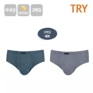 TRY 남성 모달 삼각팬티 맥시 위버 브리프 속옷 2매남자
