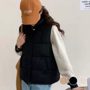 여성 하이넥 스타일 겨울철 따뜻한 집업 패딩 조끼 경량 잠바 베스트 퀼팅 캐주얼 예쁜 학생 여자