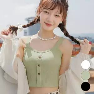 크롭티 크롭나시 끈나시 아무 탱크탑 캡내 스포츠브라