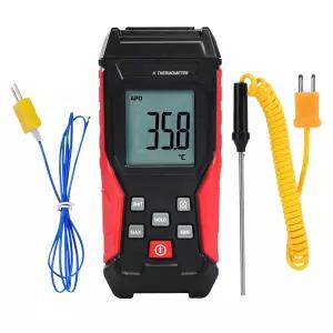 JuviPrice 열전대 온도계 디지털 K형 테스터기 -328~2501 F LCD 디스플레이 온도 2개 포함 단일 채널