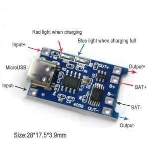 3.7V 리튬 배터리 충전기 보호 5V 1A 이온 Lipo 2-in-one 모듈 마이크로 USB Type-C