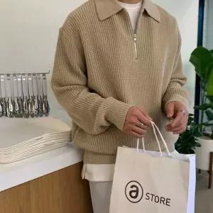 반집업 카라넥 니트 남성 긴팔 베이직 내추럴 간절기남자체크 남녀공용 꽈배기 오버핏 남자울 브이 폴라 반