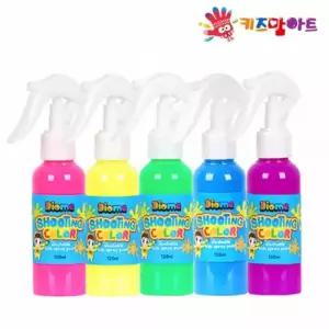 키즈맘아트 미술놀이 스프레이 물감 슈팅 컬러 120ml x 5색 세트
