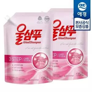 애경 울샴푸 오리지널 중성세제 리필 1.5L x2개 +섬유유연제 200ml 증정 425087