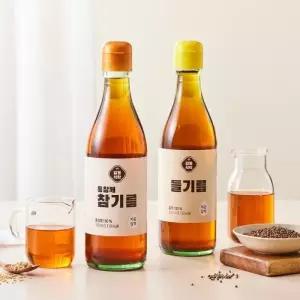[감동식탁] 통참깨 참기름 350ml x 1병 + 통들깨 들기름 350ml x 1병