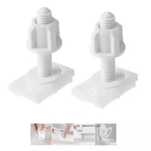 변기 및 뚜껑 장착용 2PCS 흰색 플라스틱 힌지 볼트 나사 와셔 너트