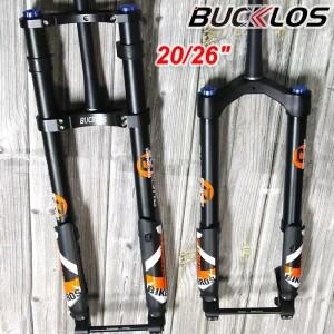 BUCKLOS 20/26인치 전기자전거 에어 서스펜션 포크 140/180mm 트래블 리바운드 MTB 비치 팻바이크 디스크