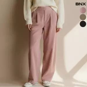 BNX 여성 기모 골덴 밴딩 와이드 팬츠