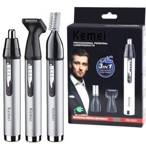 Kemei 충전식 코털 트리머 남성용 수염 손질용 얼굴 눈썹 코 귀 목 제모기